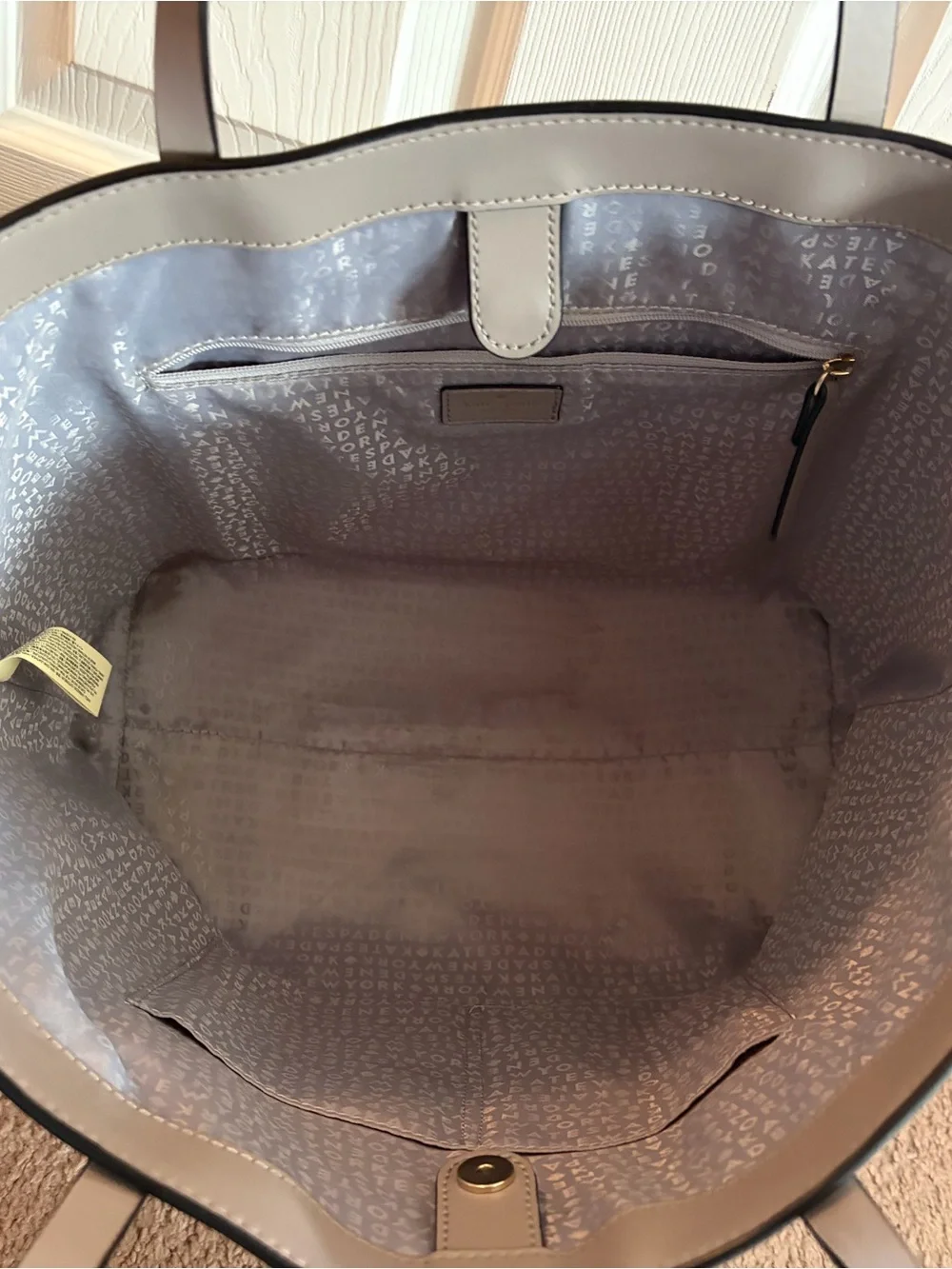 kate spade Taupe Leather Tote in Neutral Taupe